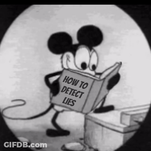 Cartoon Mouse Reading How To Detect Lies GIF