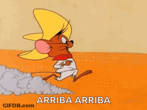 Cartoon Mouse Running In Sombrero And Red Scarf GIF