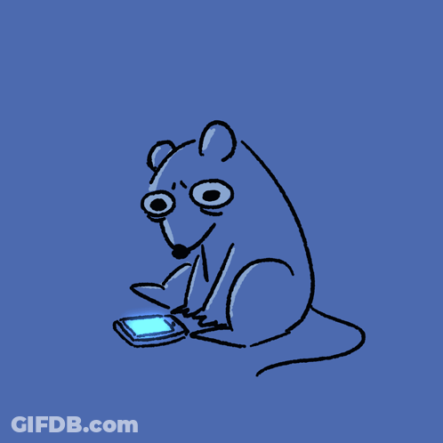 Cartoon Mouse Sitting Next To Cell Phone GIF