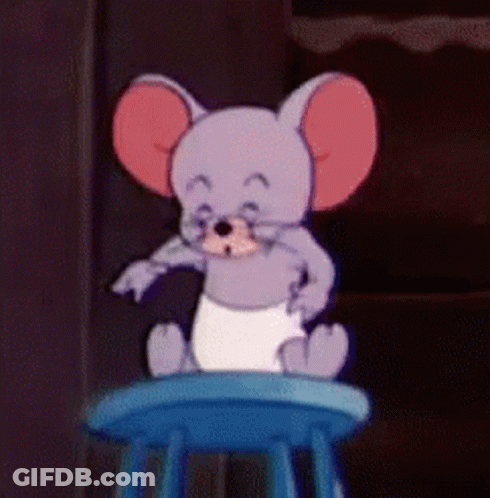 Cartoon Mouse Sitting On Blue Chair GIF