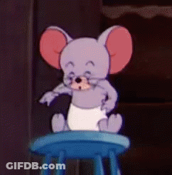 Cartoon Mouse Sitting On Blue Chair GIF