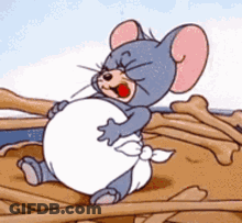 Cartoon Mouse Sitting On Bones GIF