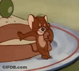 Cartoon Mouse Standing On Plate With Sandwich GIF
