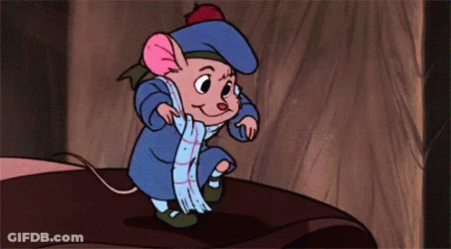 Cartoon Mouse Wearing Scarf And Hat GIF