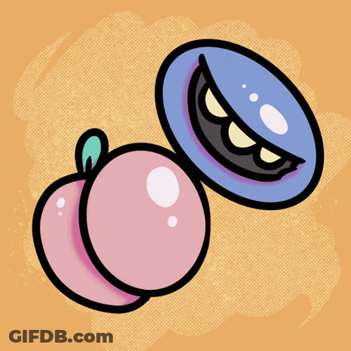 Cartoon Mouth Eating Peach GIF