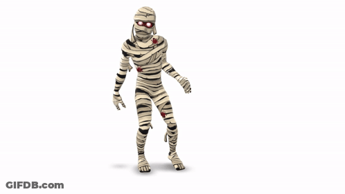 Cartoon Mummy With Red Eyes Walking GIF