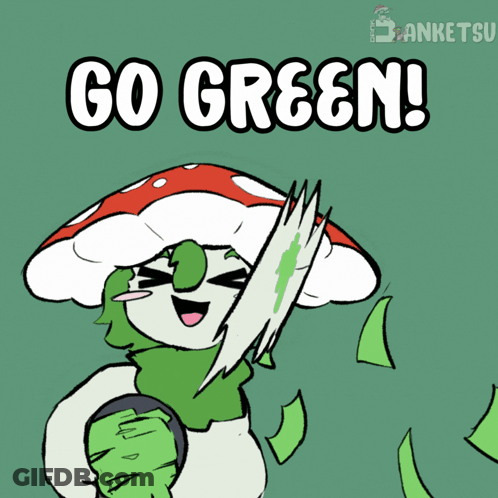 Cartoon Mushroom Saying Go Green GIF