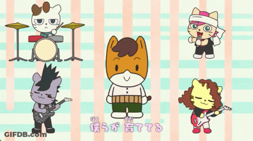 Cartoon Musicians One Holding Guitar GIF