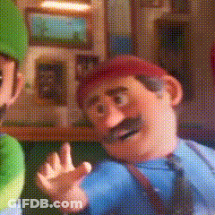 Cartoon Mustache Character Waving GIF
