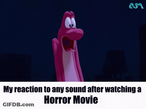 Cartoon My Reaction To Any Sound After Watching Horror Movie GIF