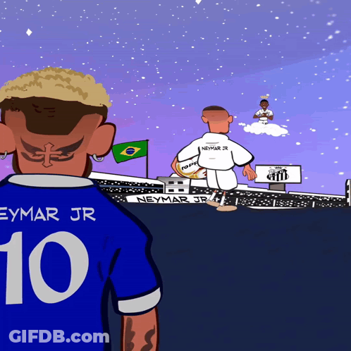 Cartoon Neymar Jr Blue Jersey Number 10 GIF