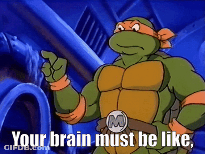 Cartoon Ninja Turtle Michelangelo Messed Up Brain GIF
