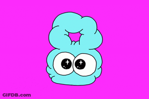 Cartoon Number 8 With Big Eyes On Pink Background GIF