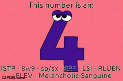Cartoon Number Four With Eyes GIF
