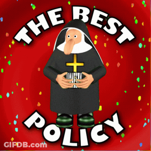 Cartoon Nun Holding Cross Saying The Best Policy GIF