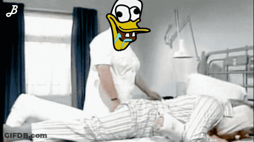 Cartoon Nurse With Duck Face On Head GIF