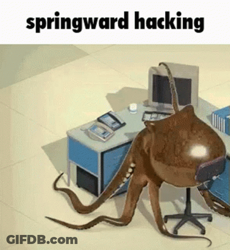 Cartoon Octopus Sitting At Desk With Computer GIF