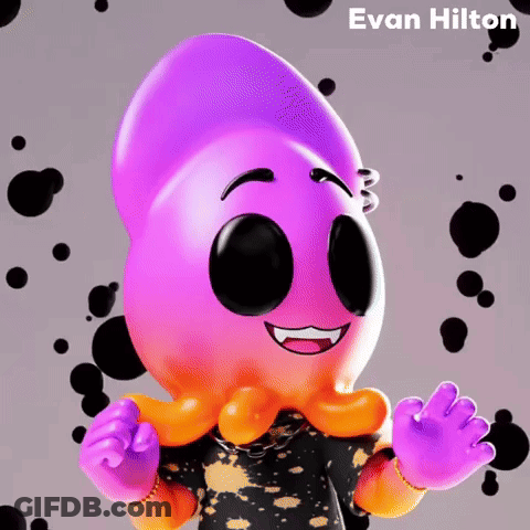 Cartoon Octopus With Evan Hilton On Bottom Right GIF