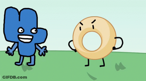 Cartoon Of Four And Donut With Faces GIF