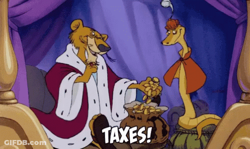 Cartoon Of King And Snake Saying Taxes GIF