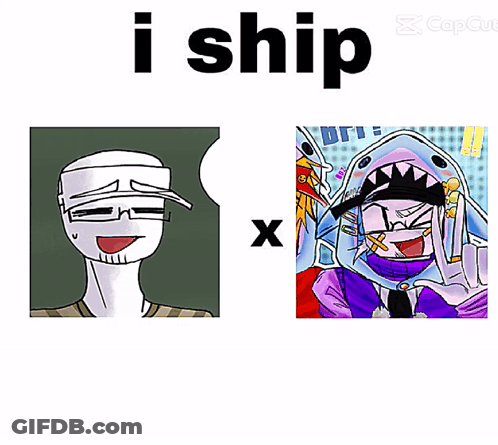 Cartoon Of Man And Shark With I Ship X GIF