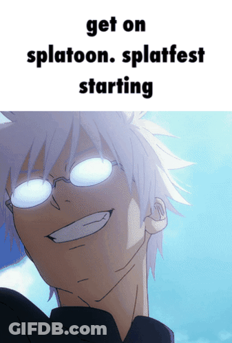 Cartoon Of Man With Glasses And Text Get On Splatoon Splatfest Starting GIF