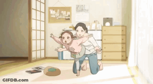 Cartoon Of Woman Kneeling Down With Child GIF