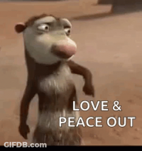 Cartoon Opossum In Sand Saying Love & Peace Out GIF