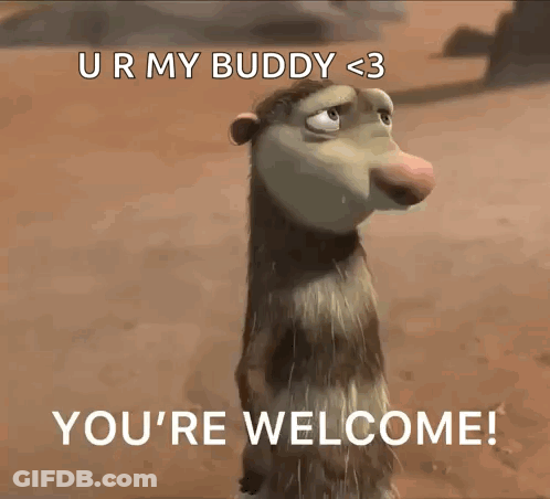 Cartoon Opossum Peace Sign Saying You're Welcome GIF