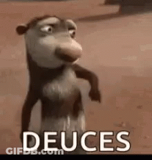 Cartoon Opossum Saying Deuces GIF