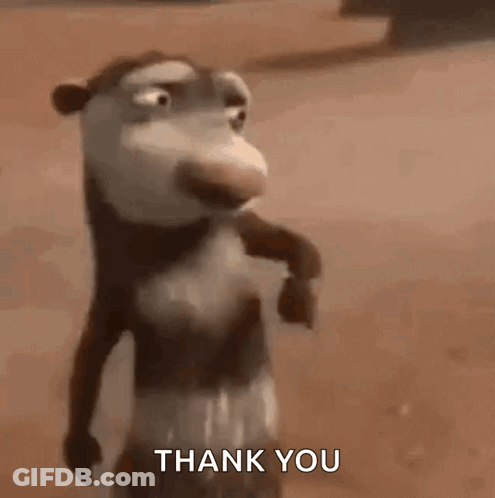 Cartoon Opossum Standing In Desert Saying Thank You GIF