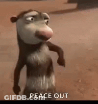 Cartoon Opossum Standing In Dirt Peace Out GIF
