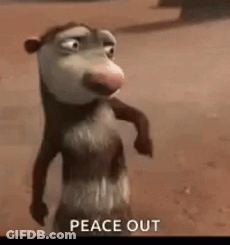 Cartoon Opossum Standing On Dirt Road Saying Peace Out GIF