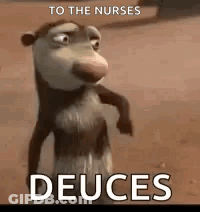 Cartoon Opossum To The Nurses Deuces GIF