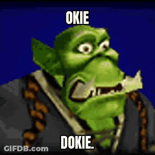 Cartoon Orc Saying Okie Dokie GIF