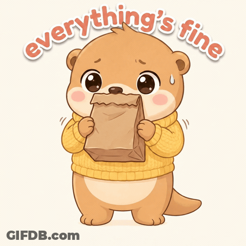 Cartoon Otter Holding Brown Paper Bag Everything's Fine GIF