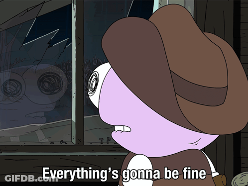 Cartoon Otter Holding Brown Paper Bag Saying Everything's Fine GIF
