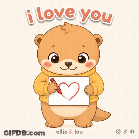 Cartoon Otter Holding I Love You Sign GIF
