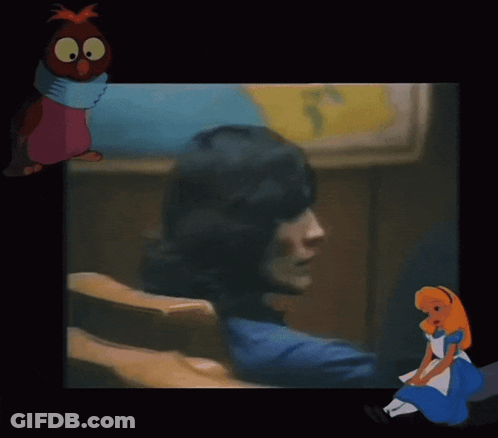 Cartoon Owl And Alice In Wonderland GIF