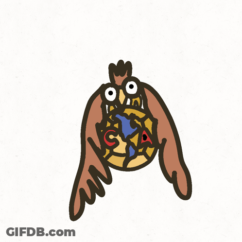 Cartoon Owl Flying Over Soccer Ball GIF