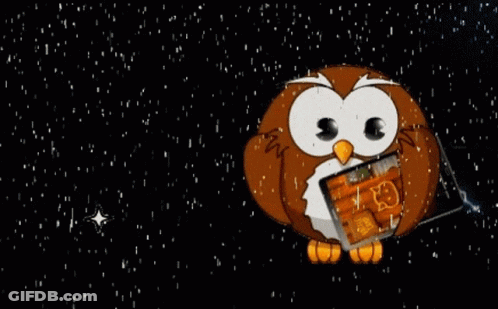 Cartoon Owl With Flaming Head Holding Hooters Cup GIF