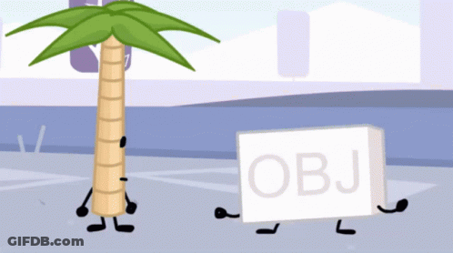 Cartoon Palm Tree And Block Saying Obj GIF