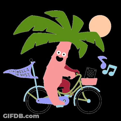 Cartoon Palm Tree Riding Bike GIF