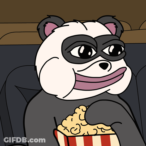 Cartoon Panda Bear Eating Popcorn GIF
