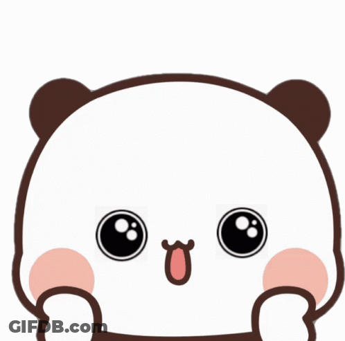 Cartoon Panda Bear With Big Eyes And Pink Cheek GIF