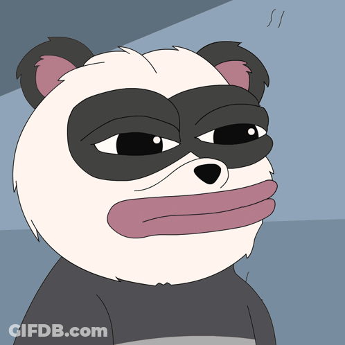Cartoon Panda Bear With Pink Tongue And Black Mask GIF