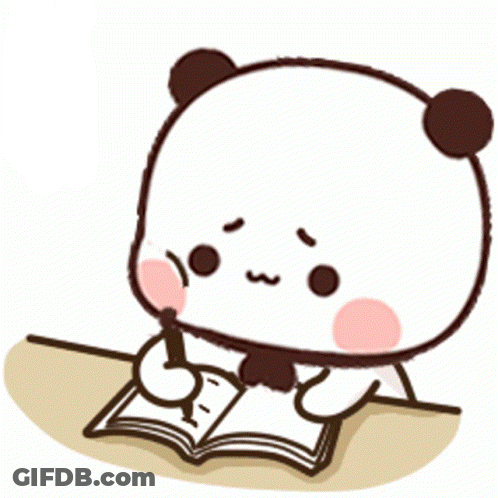 Cartoon Panda Bear Writing In Notebook GIF