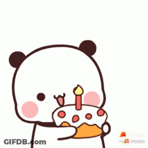 Cartoon Panda Blowing Out Candle On Cake GIF