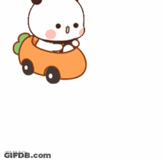 Cartoon Panda Driving Car With Chinese Writing GIF