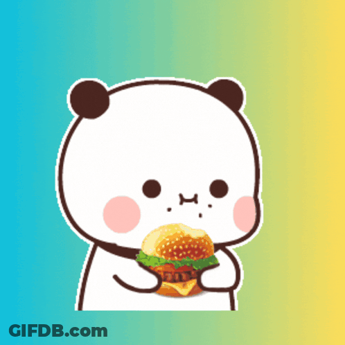 Cartoon Panda Eating Hamburger GIF
